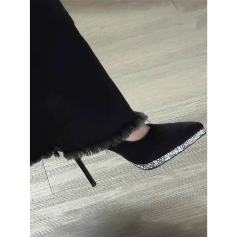 Damen elegante High Heels mit glitzerndem Absatz EB