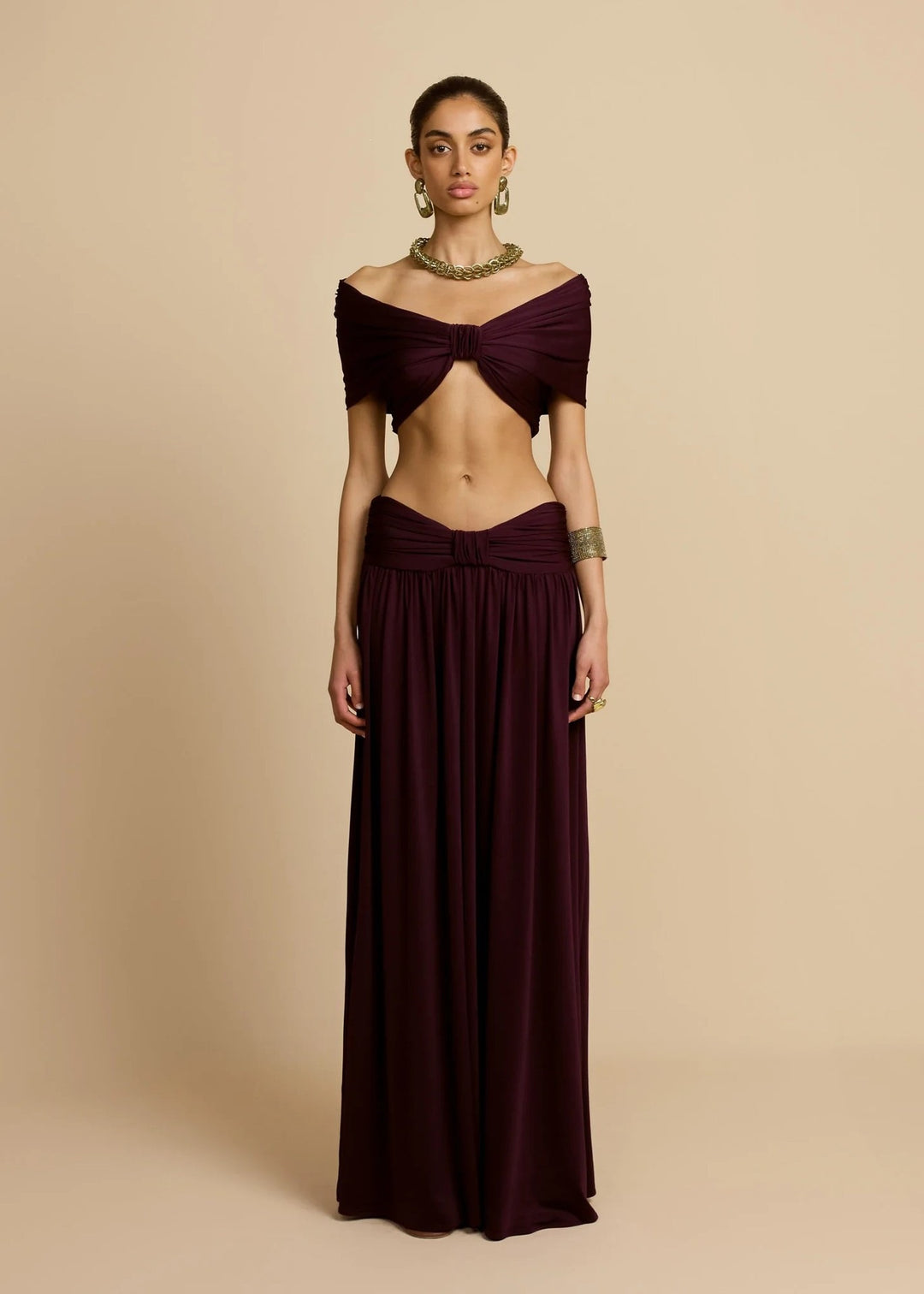 Damen Elegantes Maxikleid mit innovativem Knotted-Design EB