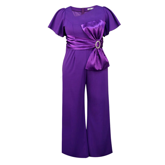 Damen eleganter Jumpsuit mit dekorativer Schleifenapplikation EB