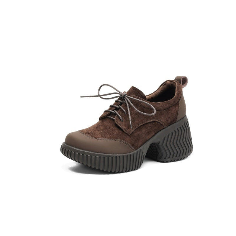 Damen bequeme Plateau-Schnürschuhe mit robustem Sohlenprofil und trendigem Design EB