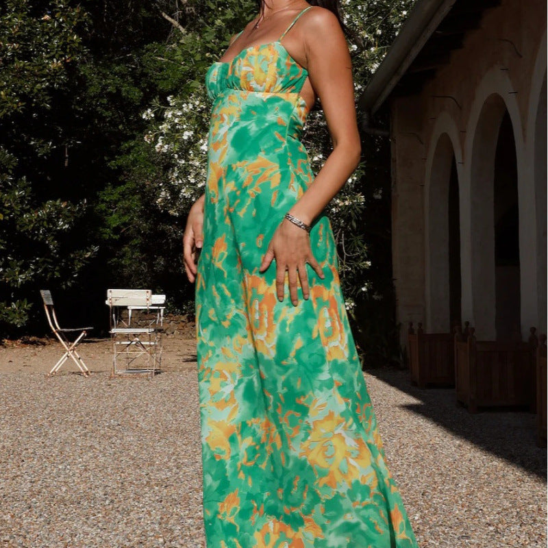 Damen Maxikleid mit Volantoberteil und verstellbaren Trägern EB