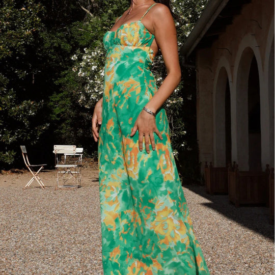 Damen Maxikleid mit Volantoberteil und verstellbaren Trägern EB