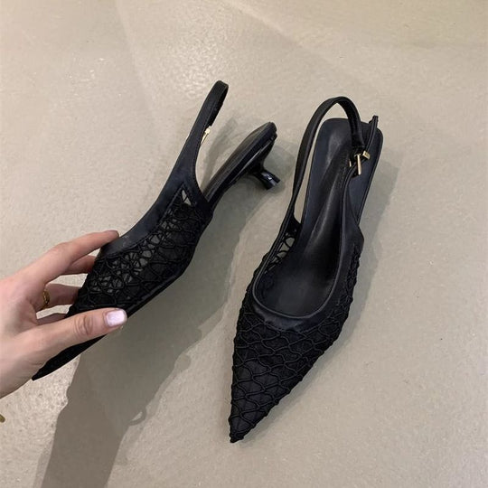 Damen Slingback Pumps mit transparentem Netzdesign EB