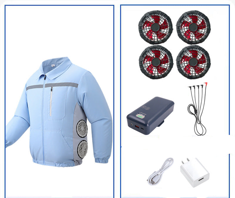 Unisex nan kühlende Ventilationsjacke mit integrierten seitlichen Lüftern und atmungsaktivem Funktionsmaterial R&B