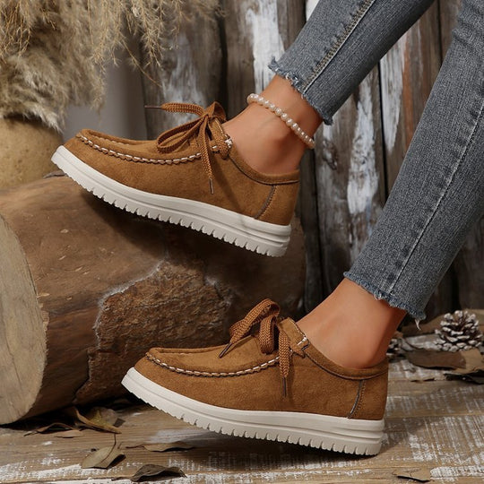 Damen Komfortable Wildleder-Sneakers mit modischem Schnürsystem EB