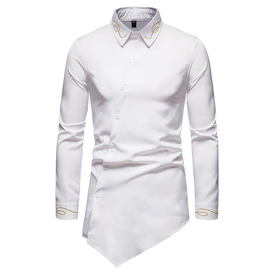 Herren Longsleeve Hemd im avantgardistischen Design mit asymmetrischem Saum EB