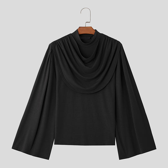 Damen Stilvolle Bluse mit Drapierung und weitem Arm EB