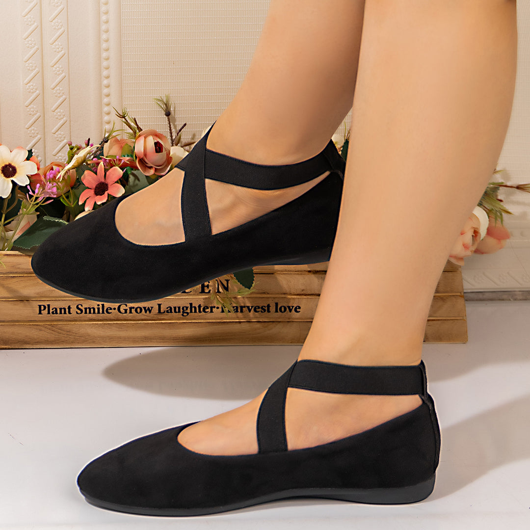 Damen Ballerinas mit elegantem Querriemen und komfortablem Fußbett EB