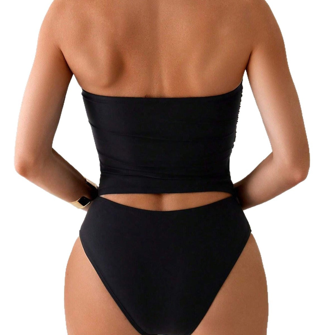 Damen Bandeau-Badeanzug mit einzigartigen Raffungen EB