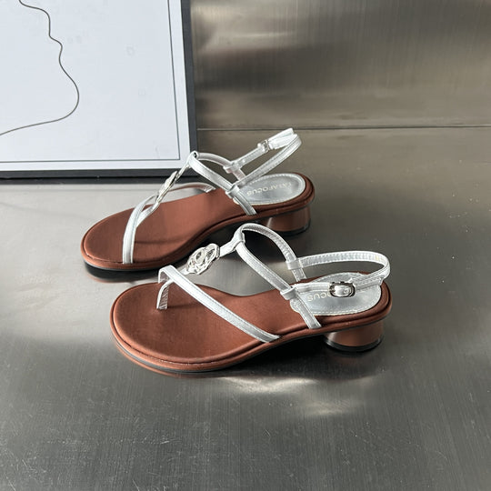 Damen Elegante Sandalen mit kostbaren Verzierungen und komfortablem Absatz EB