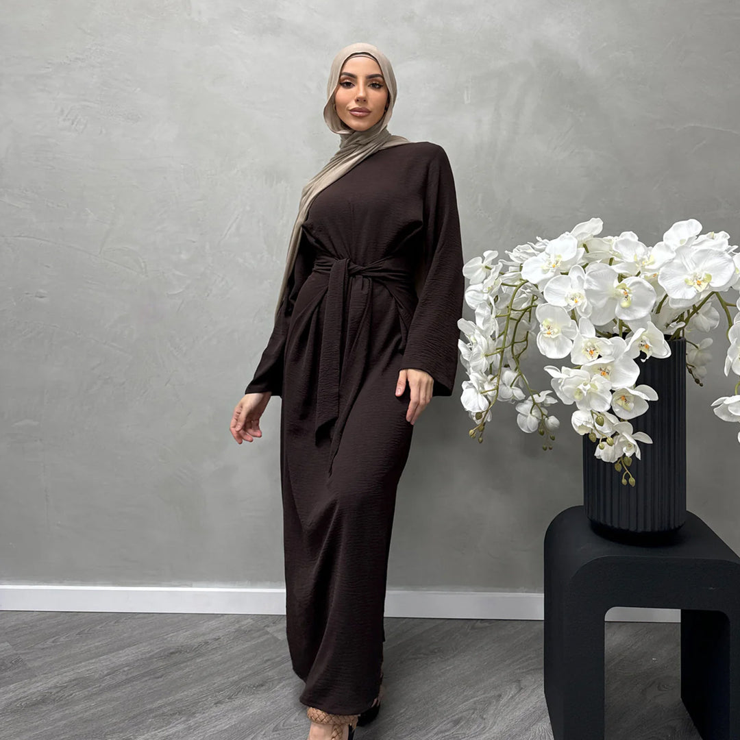 Damen Modisches Maxikleid aus fließendem Stoff mit weiten Ärmeln EB
