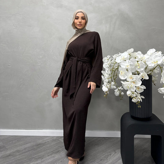 Damen Modisches Maxikleid aus fließendem Stoff mit weiten Ärmeln EB