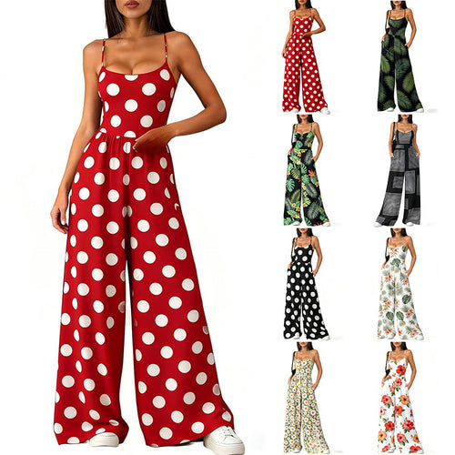 Damen Eleganter Jumpsuit mit geometrischem Print und breiten Beinen EB