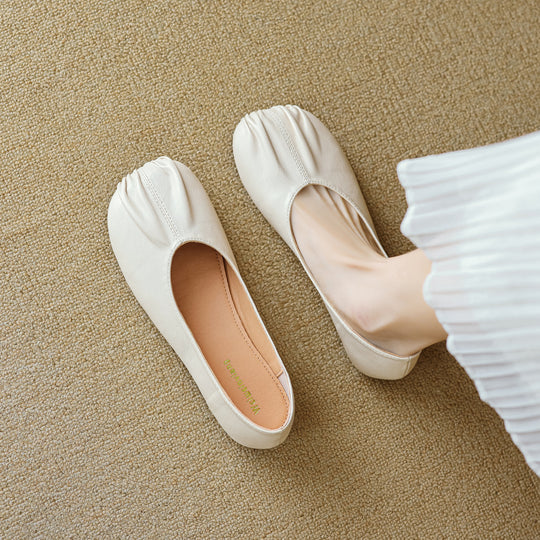 Damen elegante Ballerinas mit raffiniertem Faltendesign EB