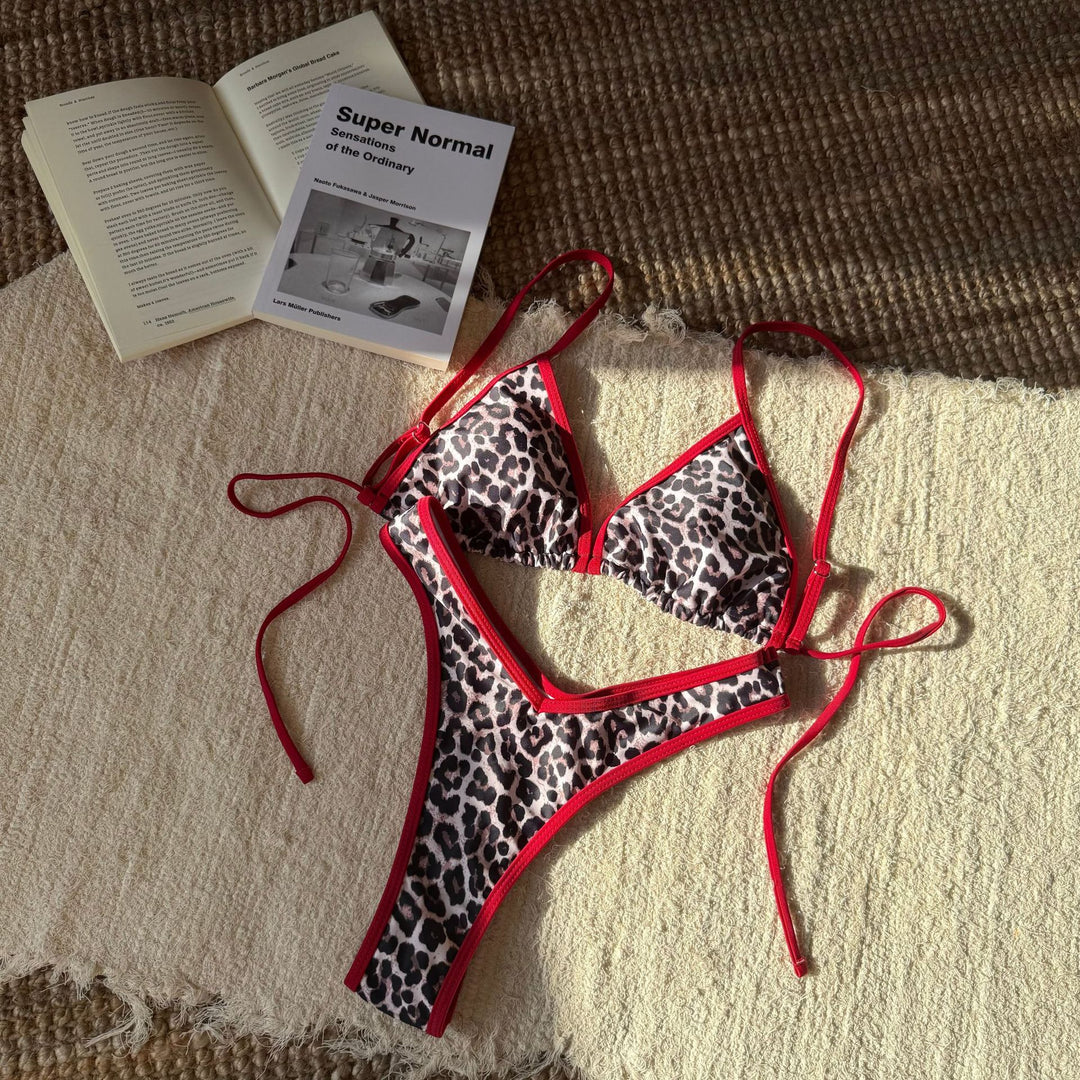 Damen Triangel-Bikini mit floralen Mustern und verstellbaren Trägern EB
