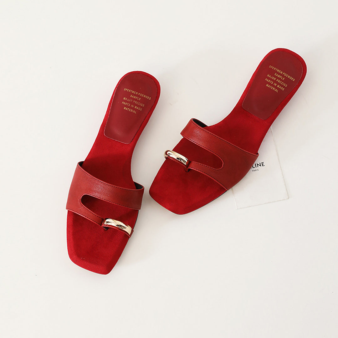Damen modische Slides mit exklusivem Kettendetail EB