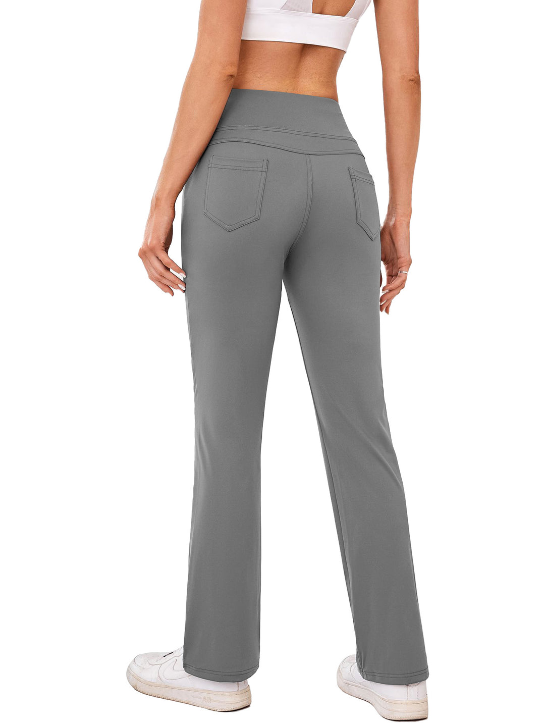 Damen bequeme Sportleggins mit hohem Bund und praktischen Taschen EB
