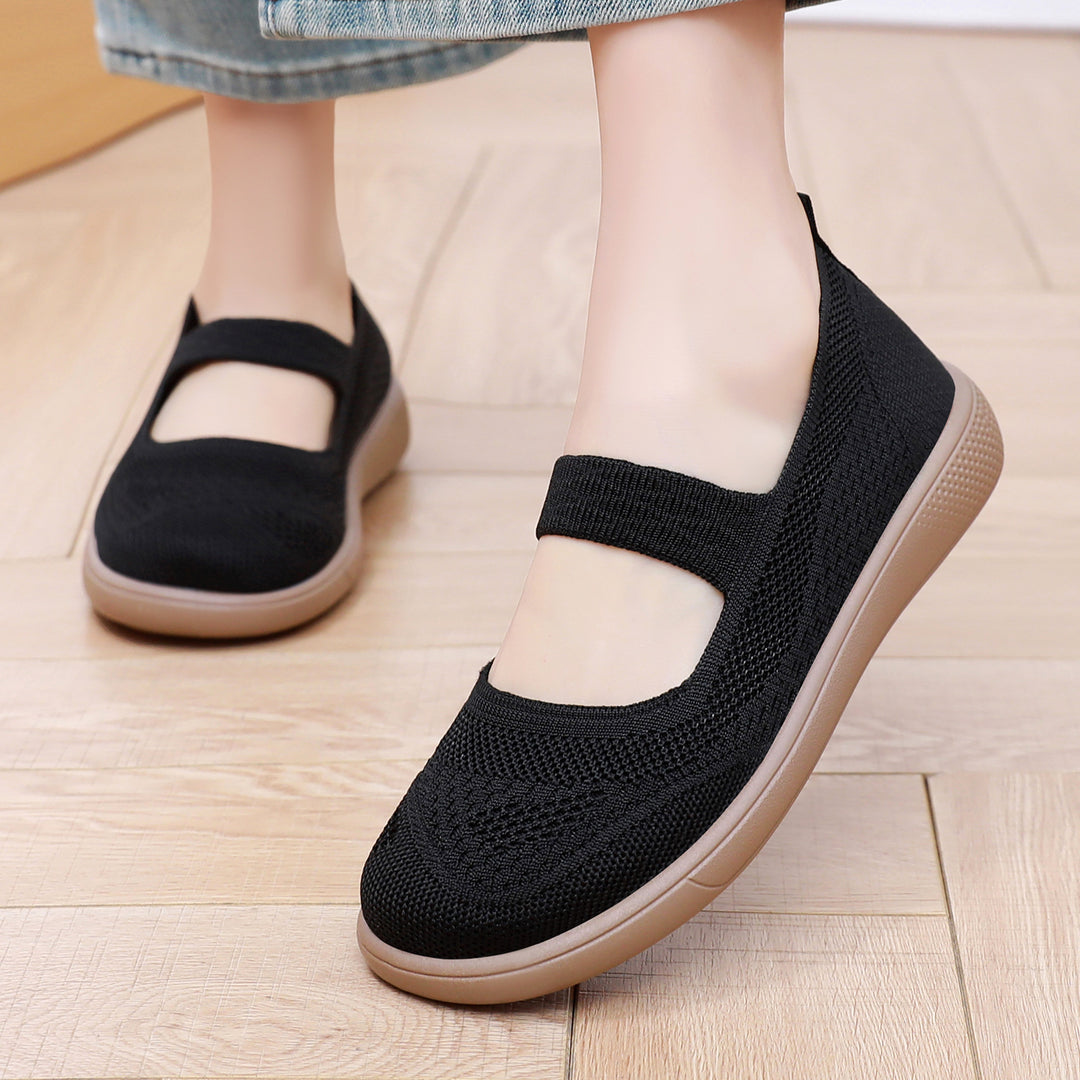 Damen Bequeme Slip-On Freizeitschuhe mit elastischem Riemen EB