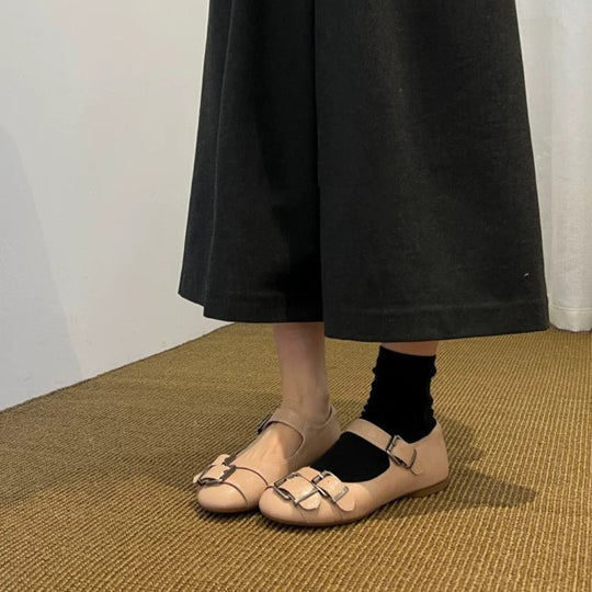 Damen elegante Mokassins mit modischem Schnallen-Detail EB