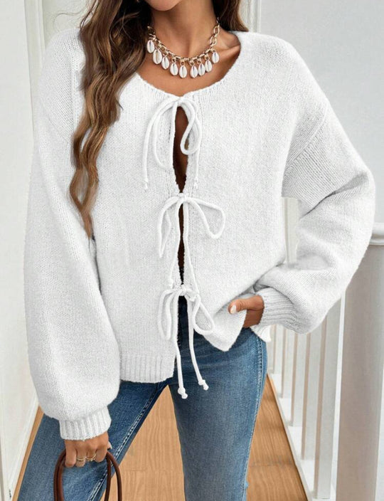 Damen Pullover mit Kordelzug und überschnittenen Ärmeln EB