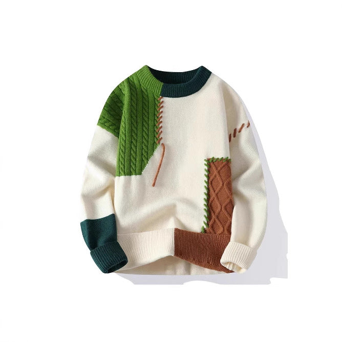 Herren Strickpullover mit kreativem Muster und strukturierten Akzenten EB