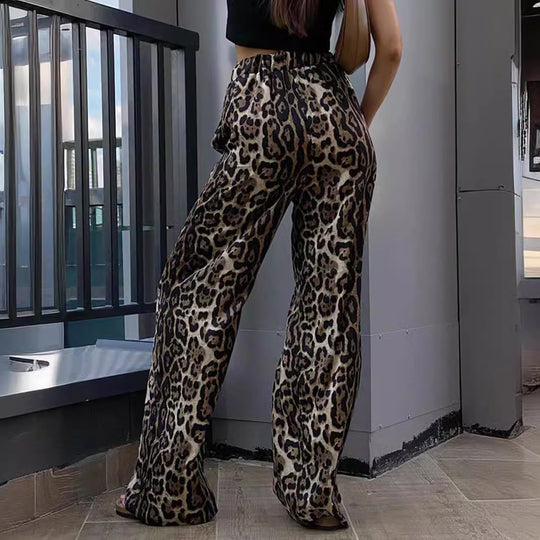 Damen Leoprint Palazzo-Hose EB