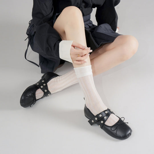 Damen Ballerinas mit modischem Schnallen- und Schleifendetail EB