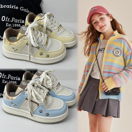 Damen Sneakers im lässigen Retro-Design mit karierten Akzenten und bequemer Sohle EB