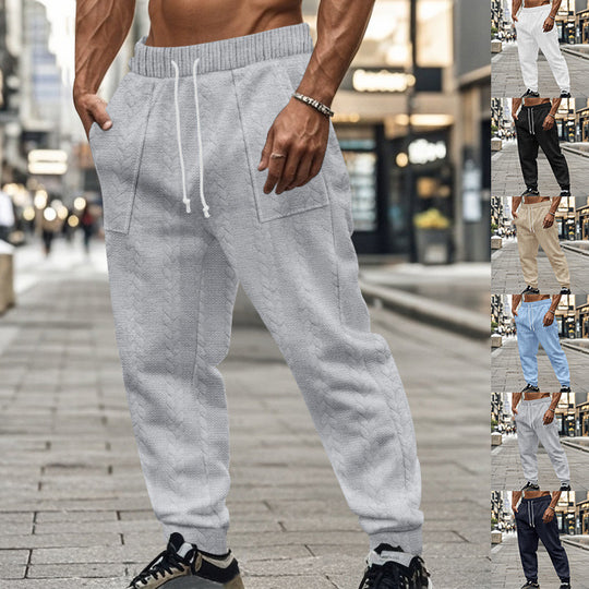 Herren Freizeithosen mit Kabelstrickdesign und verstellbarem Kordelzug EB