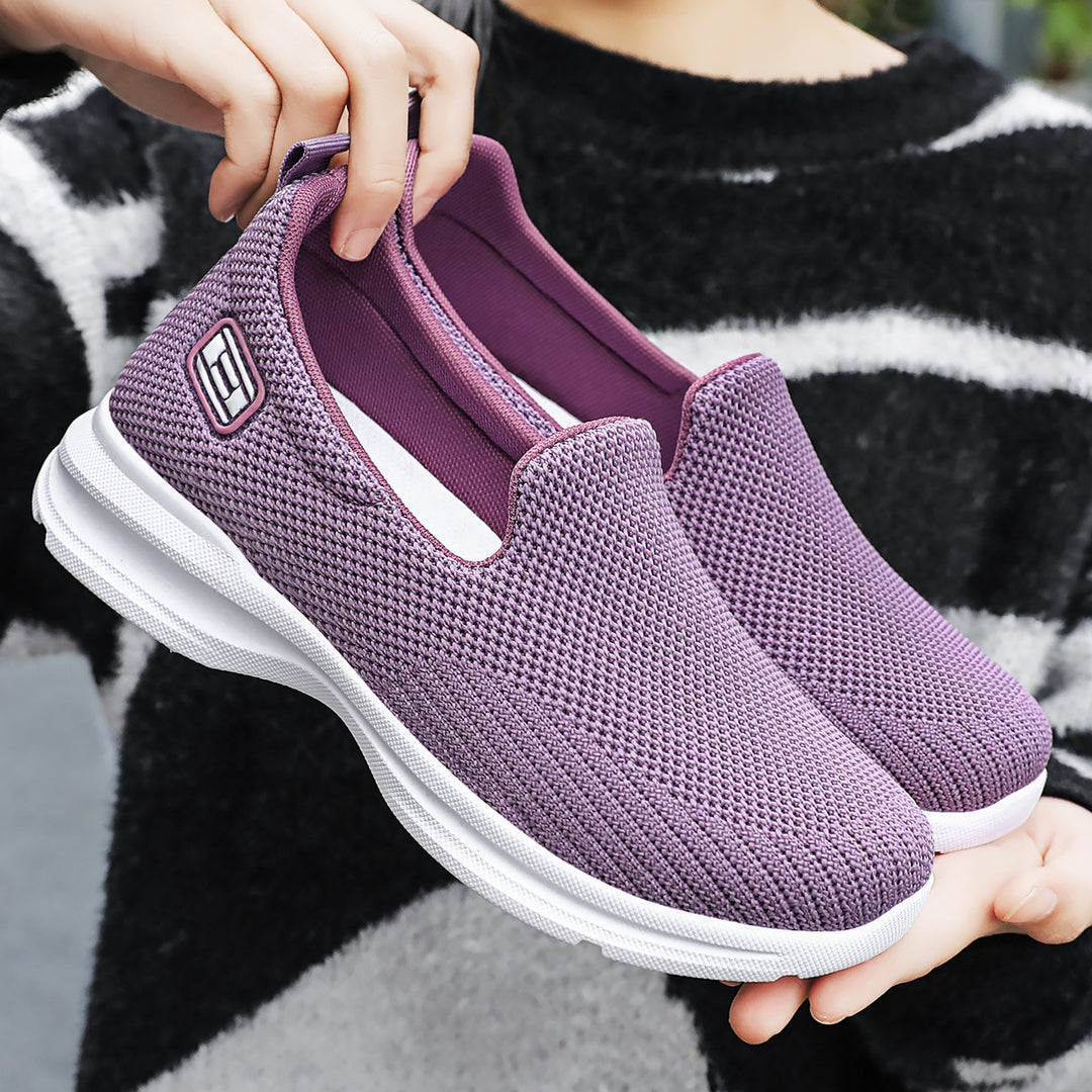 Damen nan nahtloser Strick-Slip-On Walking-Sneaker mit ergonomischer Memory-Fußbett-Einlage EB
