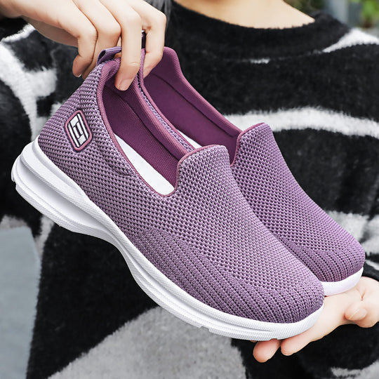 Damen nan nahtloser Strick-Slip-On Walking-Sneaker mit ergonomischer Memory-Fußbett-Einlage EB