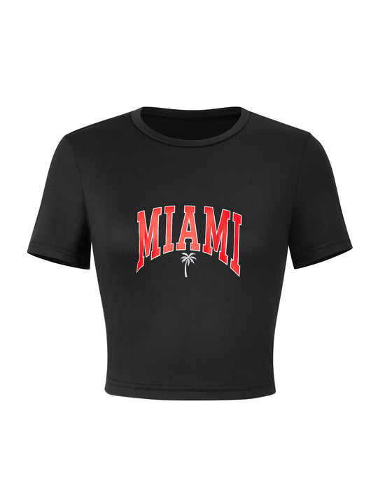 Damen Crop-T-Shirt mit kreativem Skelettdesign und inspirierendem Schriftzug EB