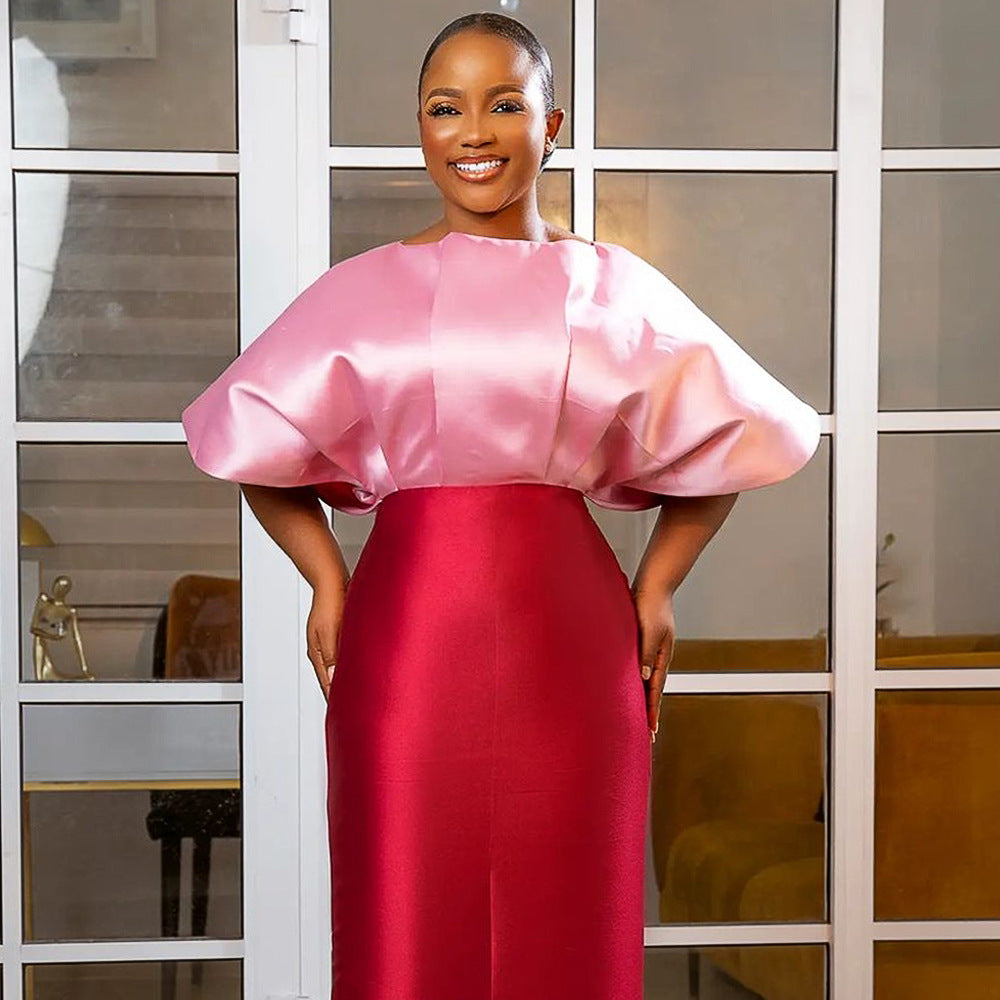 Damen Abendkleid mit voluminösen Puffärmeln und figurbetonter Silhouette EB