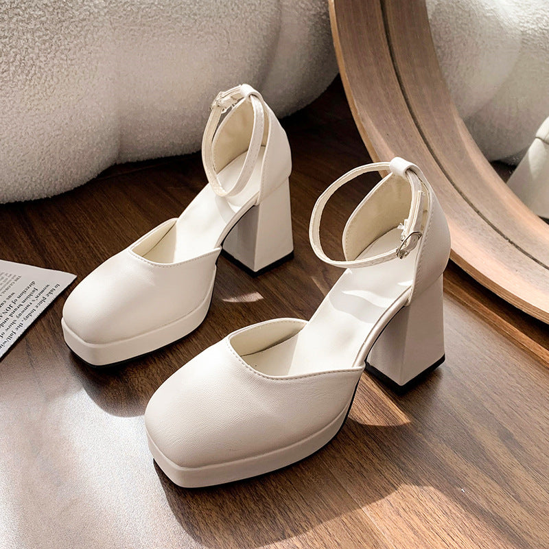 Damen Elegante Plateau-Pumps mit verstellbarem Riemchen EB