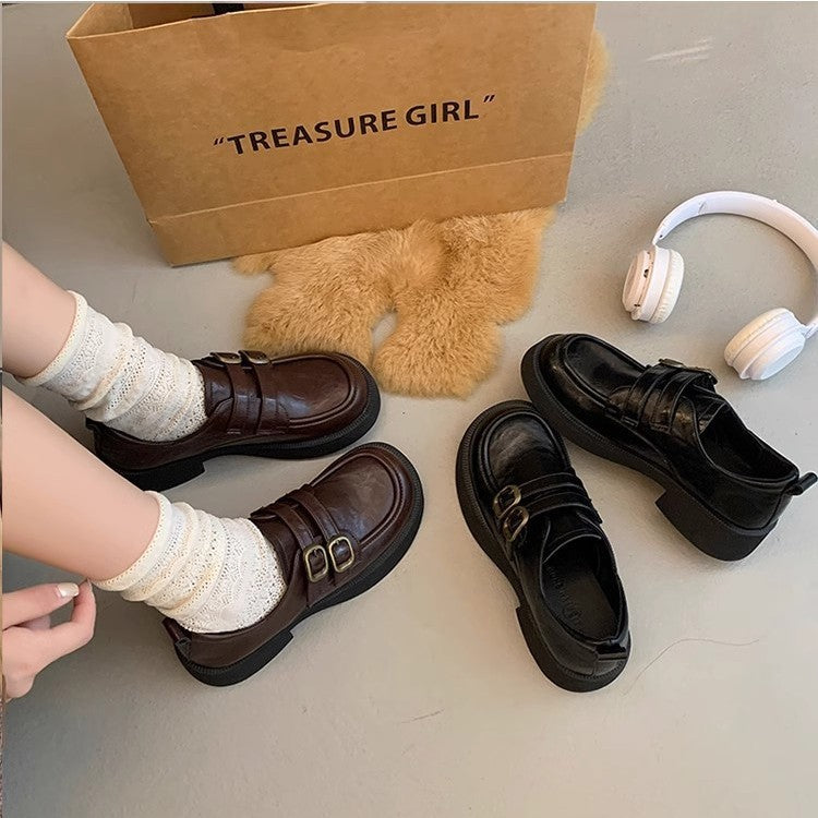 Damen Schnürschuhe mit doppeltem Riemen und modischem Plateau EB