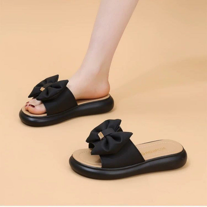 Damen Badesandalen mit dekorativem Schleifendesign und bequemer Sohle EB