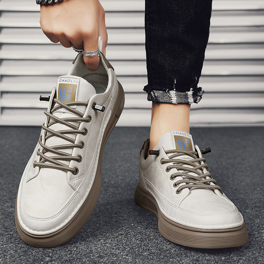 Herren Lederoptik-City-Sneaker mit gepolstertem Fersenkragen und langlebiger Plateau-Gummisohle EB
