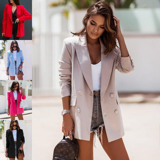 Damen modischer Blazer mit doppelter Knopfleiste und raffiniertem Schnitt EB