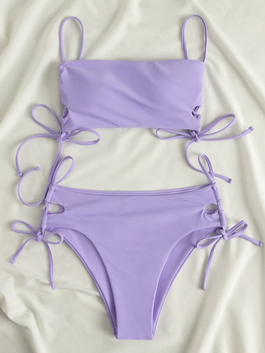 Damen Crop-Top mit verstellbaren Schleifen EB