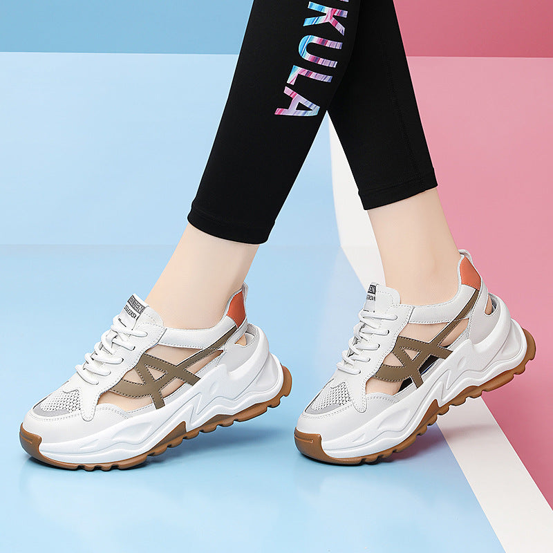 Damen Modische und komfortable Sneakers mit atmungsaktivem Mesh-Heel und stoßdämpfendem Fußbett EB