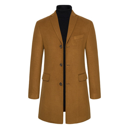 Herren eleganter Wollmantel mit modernem Schnitt und praktischen Taschen EB