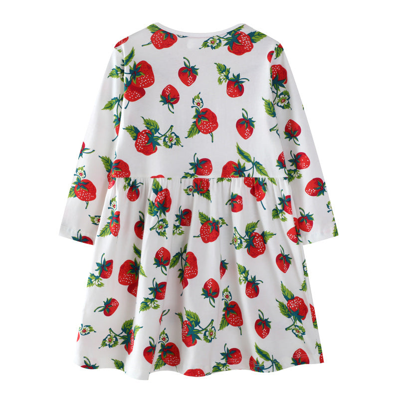 Mädchen Freizeitkleid mit Erdbeer-Muster EB