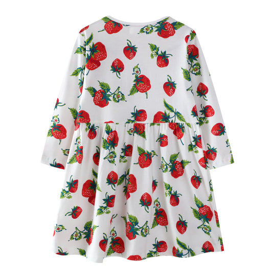 Mädchen Freizeitkleid mit Erdbeer-Muster EB
