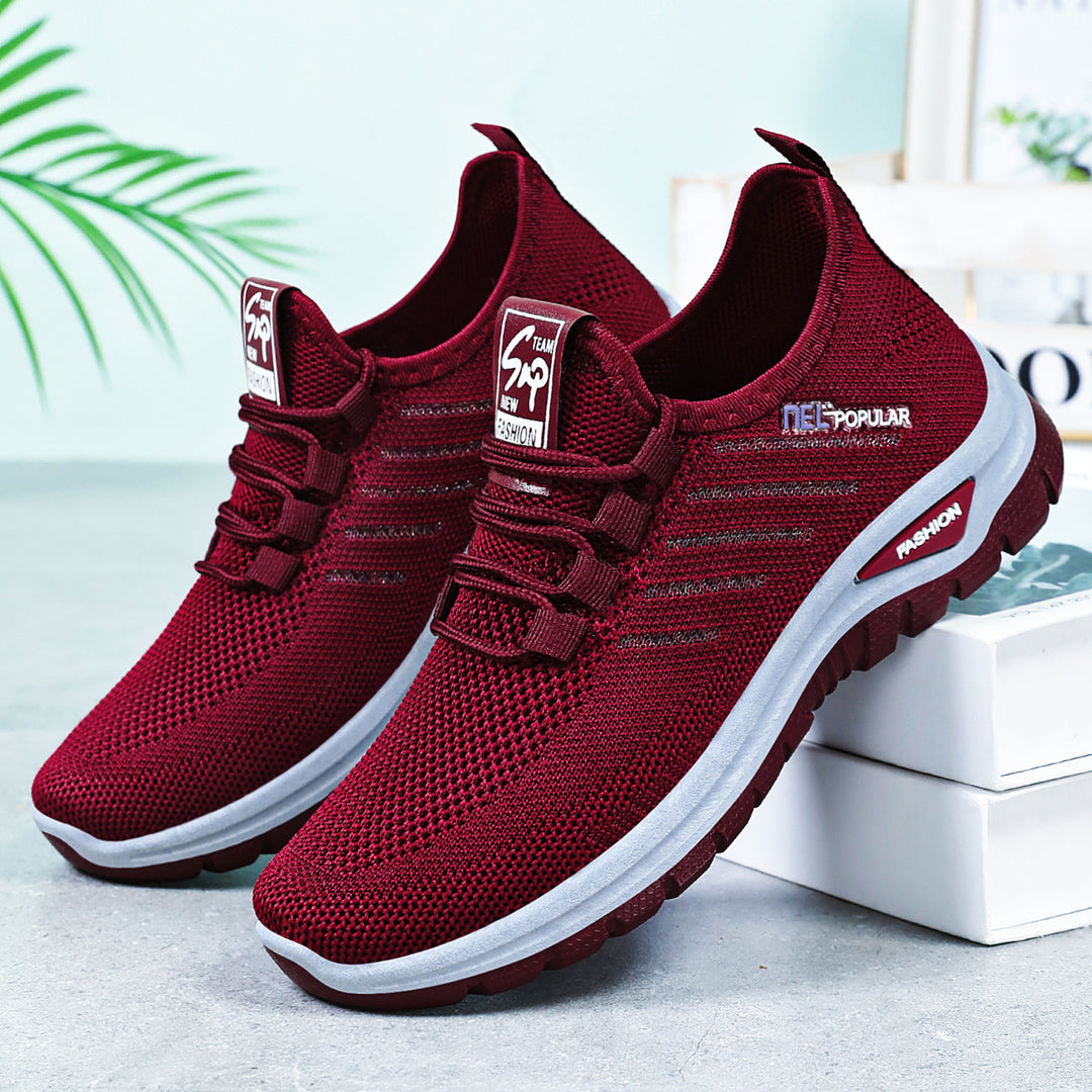 Damen nan leichte gestrickte Freizeitsneaker mit elastischem Schnellzug-Kordelsystem und stoßdämpfender EVA-Sohle EB