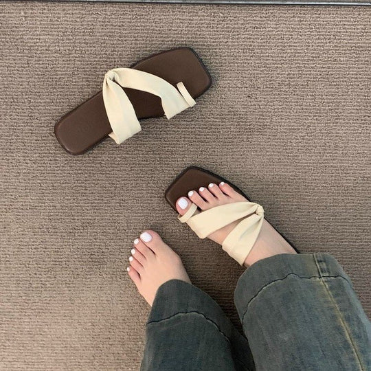 Damen Flip-Flops mit eleganter Knotenverzierung EB