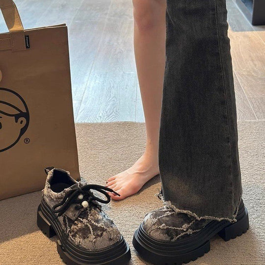 Damen Chunky Plattform-Sneaker mit strukturiertem Obermaterial und modischer Schnürung EB