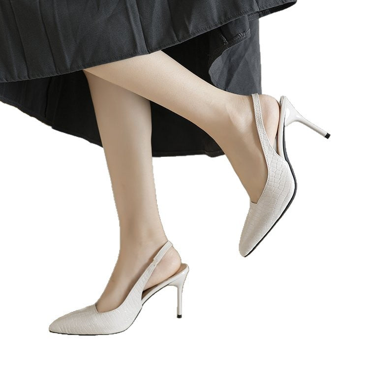 Damen Slingback-Pumps mit elegantem Krokodilleder-Look und schmalem Absatz EB