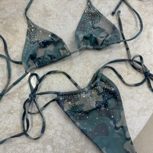 Damen Triangel-Bikini mit schimmernden Details EB