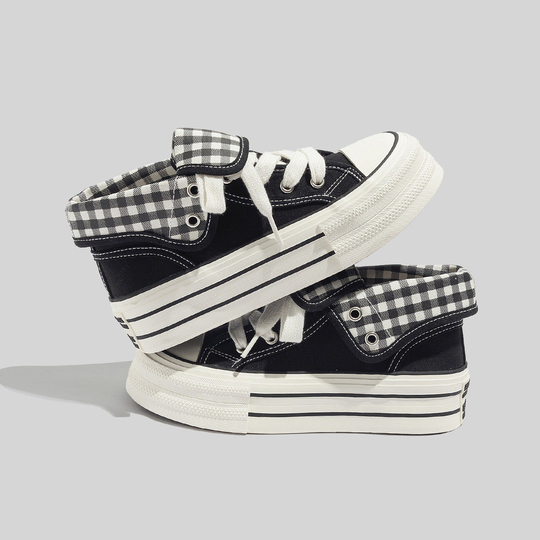 Damen Hochwertige Chunky Sneakers mit Gingham-Details EB