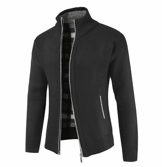 Herren Strickjacke mit hohem Kragen und seitlichen Taschen EB